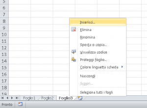 Nuovo foglio di lavoro Excel