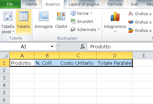 foglio di calcolo excel da